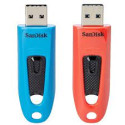 SanDisk Ultra - Jednotka USB flash - 64 GB - USB 3.0 - modrá, červená (balení 2)
