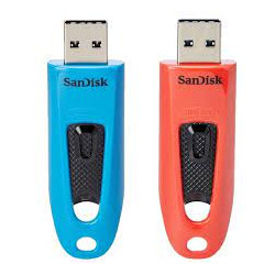 SanDisk Ultra - Jednotka USB flash - 64 GB - USB 3.0 - modrá, červená (balení 2)