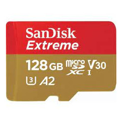 SanDisk micro SDXC karta 128GB Extreme (190 MB s Class 10, UHS-I U3 V30) + adaptér