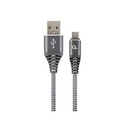 GEMBIRD Kabel USB 2.0 AM na Type-C kabel (AM CM), 1m, opletený, šedo-bílý, blister, PREMIUM QUALITY