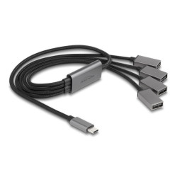 4 Port USB 2.0 Cable Hub with USB Type-C, 4 Port USB 2.0 Cable Hub with USB Type-C