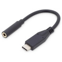 Digitus Kabelový audio adaptér USB typu C, typ C - 3,5 mm M F, 0,2 m, zvukový vstup výstup, verze 3.1, CE, bl
