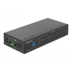 Delock External Industry Hub 4 x USB 3.0 Type-A with 15 kV ESD protection - Rozbočovač - 4 x SuperSpeed USB 3.0 - pro připevnění na zeď - DC napájení