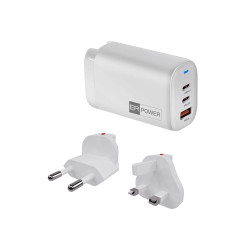 ER PW 65W GaN síťový adaptér 2xUSB-C PD USB-A bílý