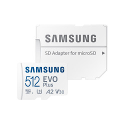 Samsung EVO Plus micro SDXC 512GB UHS-I U3 Class 10 + Adaptér Bílá