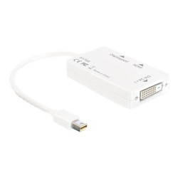 Delock - Video adaptér - dva spoje - Mini DisplayPort s piny (male) do DVI-D, HDMI, DisplayPort se zdířkami (female) - 16 cm - bílá