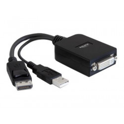 Delock - Adaptér DisplayPort - dva spoje - DVI-I (F) do DVI-I, USB (pouze napájení) (M) - 23 cm - aktivní