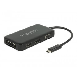 Delock - Externí video adaptér - USB-C - DVI, HDMI, DisplayPort, VGA - černá