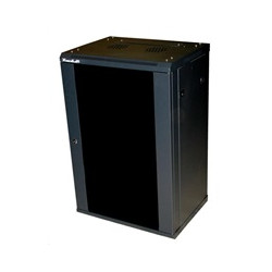 XtendLan 19" nástěnný rozvaděč 22U 600x600, nosnost 60 kg, skleněné kouřové dveře, rozložený, černý