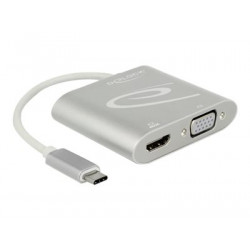 Delock - Externí video adaptér - STDP4320 - USB-C - HDMI, VGA - stříbrná - maloobchod