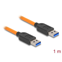 Delock USB 5 Gbps kabel, ze zástrčky USB Typu-A na zástrčku USB Typu-A, k focení s tetheringem, 1 m, oranžový