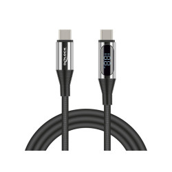 Delock USB 2.0 Datový a rychlonabíjecí kabel USB Type-C™ ze zástrčky na zástrčku, PD 3.0 100 W, s indikátorem výkonu, délky 2 m