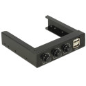 Delock 3.5" Front Panel  2 x USB 2.0 and fan control - Panel portů úložiště - USB 2.0 x 2 - černá