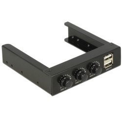 Delock 3.5" Front Panel  2 x USB 2.0 and fan control - Panel portů úložiště - USB 2.0 x 2 - černá