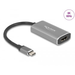 Delock - Video adaptér - USB-C s piny (male) do HDMI se zdířkami (female) - 20 cm - šedá - podpora 8K60Hz (7680 x 4320)