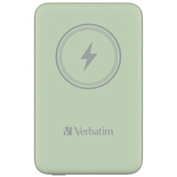 Verbatim, power banka s bezdrátovým nabíjením, 5V, nabíjení telefonu, 32246, 10 000mAh, přísavky pro přilnutí k telefonu, zelená
