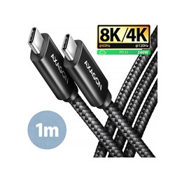 AXAGON BUCM4X-CM10AB NewGEN+ kabel USB-C - USB-C, 1m, USB4 Gen 3×2, PD 240W 5A, 8K HD, ALU, oplet, černý