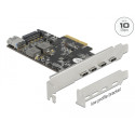 Delock - USB adaptér - PCIe 3.0 x4 nízký profil - USB-C 3.2 Gen 2 x 4 + USB 3.2 Gen 2 (vnitřní) x 1