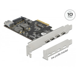 Delock - USB adaptér - PCIe 3.0 x4 nízký profil - USB-C 3.2 Gen 2 x 4 + USB 3.2 Gen 2 (vnitřní) x 1