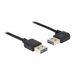 Delock Easy - Kabel USB - USB (M) levý pravý úhel, reverzibilní do USB (M) reverzní - USB 2.0 - 50 cm - černá