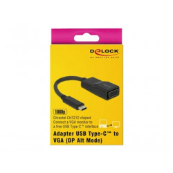 Delock Adapter USB Type-C male  VGA female - Nástroj pro převod videa - Chrontel CH7212 - USB-C - VGA - černá - maloobchod