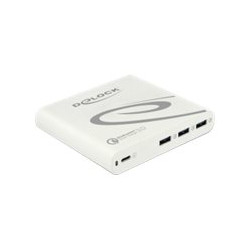 Delock USB Charger - Síťový adaptér - AC 100-240 V - 87 Watt - výstupní konektory: 4 - bílá