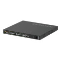 NETGEAR AV Line M4250-26G4XF-PoE+ - Přepínač - L3 - řízený - 24 x 10 100 1000 (PoE+) + 2 x 10 100 1000 + 4 x 1 Gigabit 10 Gigabit SFP+ - proudění vzduchu ze strany na stranu - Lze montovat do rozvaděče - PoE+ (480 W)