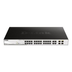 D-Link DGS 1210-28MP - Přepínač - inteligentní - 24 x 10 100 1000 (PoE+) + 4 x combo Gigabit - desktop, Lze montovat do rozvaděče - PoE+ (370 W)