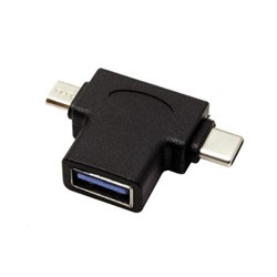 Adaptér USB3.0 female na dva konektory USB 3.1 C male + micro USB B male