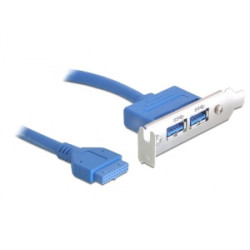 Delock záslepka 1x interní 19pin USB 3.0 2 x USB 3.0-A samice externí - low profile