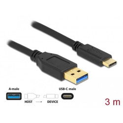 Delock SuperSpeed USB (USB 3.2 Gen 2) kabel Typu-A na USB Type-C™, délky 3m