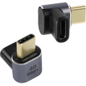 PremiumCord zahnutý 90° Adaptér USB-C Female - USB-C Male 40Gbps Aluminium