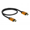 Delock - HDMI kabel - HDMI s piny (male) do HDMI s piny (male) - 50 cm - trojnásobně stíněný - černá, zlatá - podpora 8K