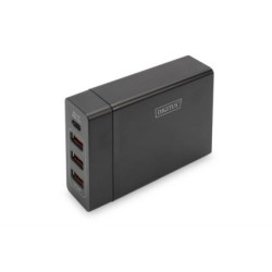 Digitus 4-portová USB nabíječka, 72 W, 1xUSB-C (PD), 5,9,15,20V 3A, 3x USB-A 5V 2,4A, černá