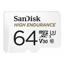 SanDisk High Endurance - Paměťová karta flash (adaptér microSDXC na SD zahrnuto) - 64 GB - Video Class V30 UHS-I U3 Class10 - microSDXC UHS-I