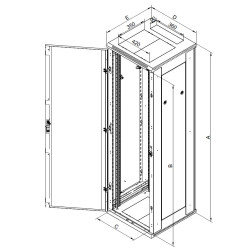 Triton 19' rozvaděč stojanový 47U 600x600 plechové dveře, šedá