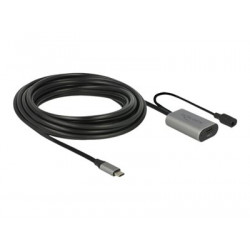 Delock - Prodlužovací USB kabel - USB-C (M) do konektor DC, USB-C (F) - USB 3.1 Gen 1 - 5 m - šedá, černá