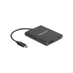 Delock - Video adaptér - DisplayPort (Alt Mode) - 13 cm - podpora 8K30 Hz (7680 x 4320), podpora 4K120Hz (3840 x 2160), podpora (DSC) 8K60Hz (7680 x 4320), podpora videa 3D, 4K144Hz (3840 x 2160) support (DSC) - černá