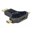 Delock - Video adaptér - DisplayPort, Mini DisplayPort, USB-C s piny (male) do HDMI se zdířkami (female) - antracit - podporuje 4K
