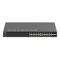 NETGEAR AV Line M4350-24X4V - Přepínač - L3 - řízený - 24 x 100 1000 2.5G 5G 10GBase-T (PoE+) + 4 x 1 10 25 Gigabit SFP28 - proudění vzduchu zpředu dozadu - Lze montovat do rozvaděče - PoE+ (576 W)