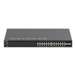NETGEAR AV Line M4350-24X4V - Přepínač - L3 - řízený - 24 x 100 1000 2.5G 5G 10GBase-T (PoE+) + 4 x 1 10 25 Gigabit SFP28 - proudění vzduchu zpředu dozadu - Lze montovat do rozvaděče - PoE+ (576 W)