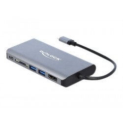 Delock - Externí video adaptér - USB-C 3.1 Gen 1 - HDMI, DisplayPort, RJ-45, USB 3.0 - šedá - maloobchod