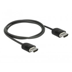 Delock Premium - Prémiově vysoká rychlost - kabel HDMI s ethernetem - HDMI s piny (male) do HDMI s piny (male) - 1 m - trojnásobně stíněná kroucená dvoulinka - černá - podporuje 4K, podpora Dolby DTS-HD Master Audio