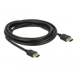 Delock - Ultra High Speed - kabel HDMI s ethernetem - HDMI s piny (male) do HDMI s piny (male) - 3 m - trojnásobně stíněný - černá - podpora Dolby DTS-HD Master Audio, podpora Dolby TrueHD, podporuje poměr stran obrazu 21:9, podpora 8K UHD (7680 x 4320)