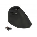 Delock Ergonomic - Vertikální myš - ergonomický - pravák - optický - 6 tlačítka - bezdrátový - 2.4 GHz - bezdrátový přijímač USB - černá - maloobchod