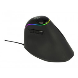 Delock Ergonomic - Vertikální myš - ergonomický - pravák - optický - 6 tlačítka - kabelové - USB 2.0 - černá - maloobchod