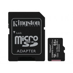 Kingston Canvas Select Plus - Paměťová karta flash (adaptér microSDXC na SD zahrnuto) - 64 GB - A1 Video Class V10 UHS Class 1 Class10 - microSDXC UHS-I (balení 2)