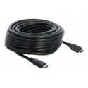 Delock - Vysoká rychlost - kabel HDMI s ethernetem - HDMI s piny (male) do HDMI s piny (male) - 20 m - trojnásobně stíněný - černá - podporuje 4K, aktivní