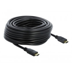 Delock - Vysoká rychlost - kabel HDMI s ethernetem - HDMI s piny (male) do HDMI s piny (male) - 20 m - trojnásobně stíněný - černá - podporuje 4K, aktivní