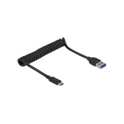 Delock USB 3.1 Gen 2 Coiled Cable Type-A male to Type-C male - Adaptér pro přímé připojení - USB 3.1 Gen 2 - USB-C 3.1 Gen 2 x 1 - černá